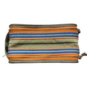Gap Vintage Travel Toiletry Makeup Case Bag Canvas Khaki Orange Blue